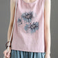 Ladies Cotton Linen Print Sleeveless Top