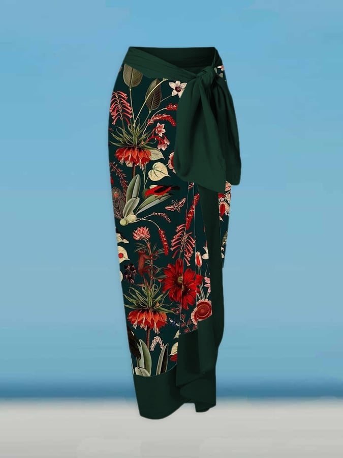 Vintage Wizard Forest Orangutan Print One Piece Swimsuit And Cover Up