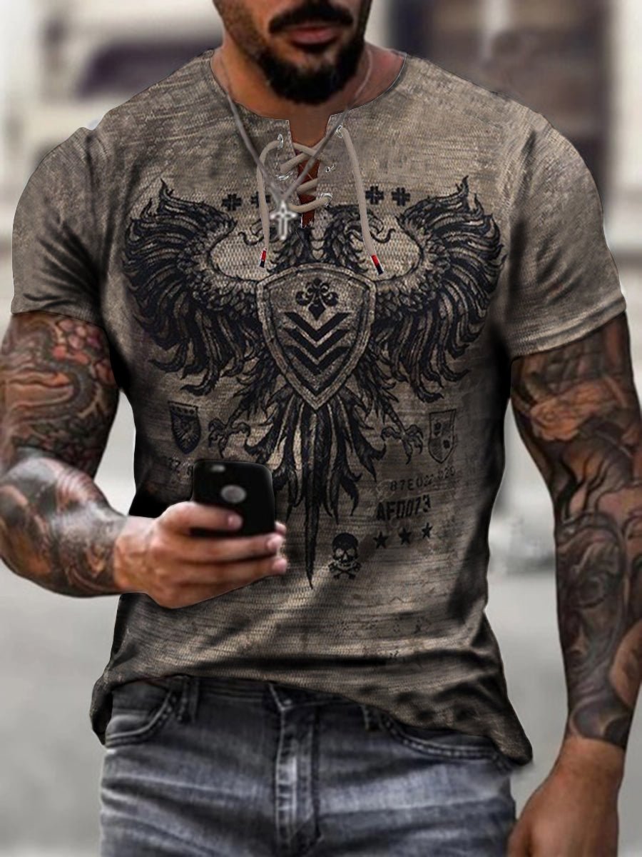 Mens Crew Neck Print Short Sleeve Tops T-shirts
