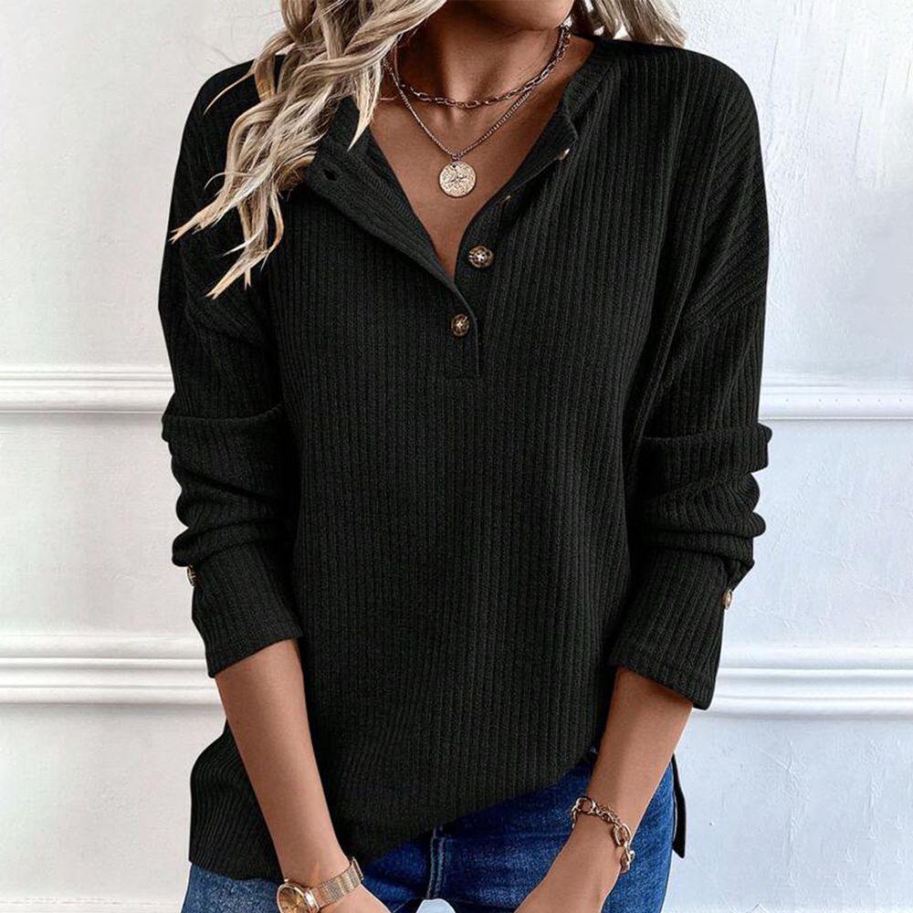 Black Plain Long Sleeve Top