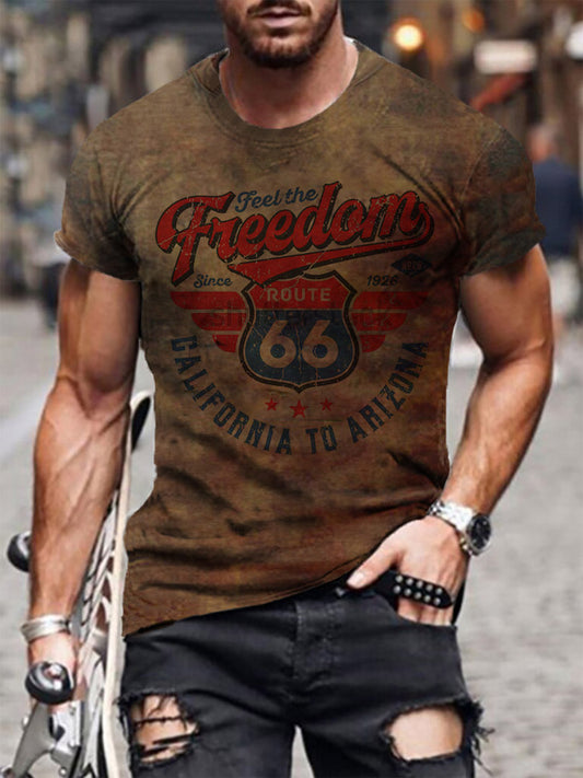 Mens Fashion Route 66 T-shirt