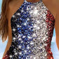 Shiny Print Drawstring Swimsuit Set