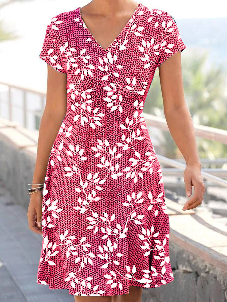 Leaf V Neck Elegant Dresses