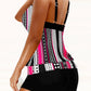 Striped Polka Dot Cyan Double Straps Tankini Set
