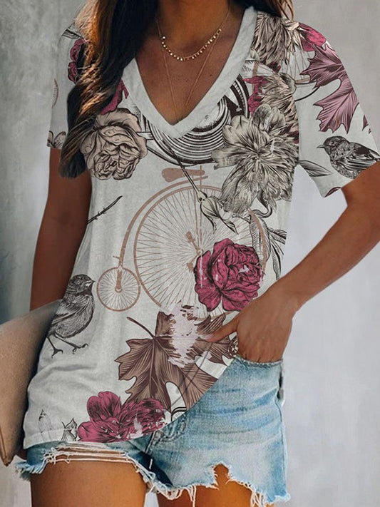 Dream Catcher Ethnic Print V-Neck T-Shirt