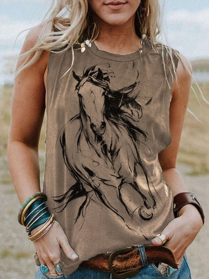 Western Horse Print Vest