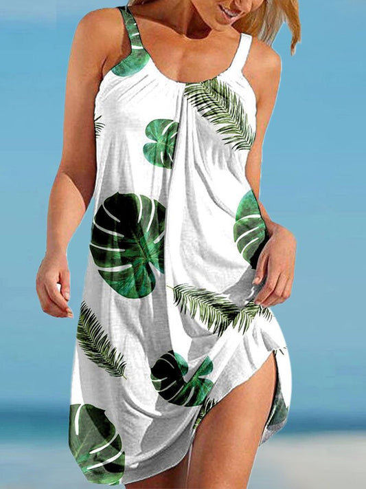 Dolphin Print Loose Strap Beach Dress