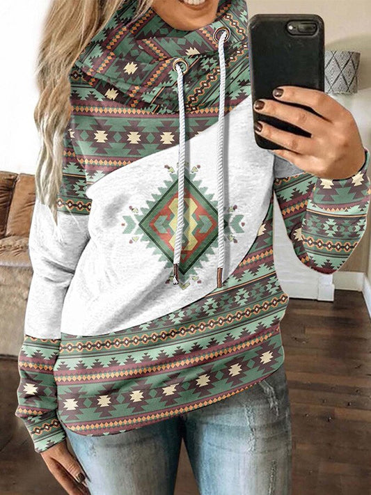 Retro Print Pullover Sweatshirt