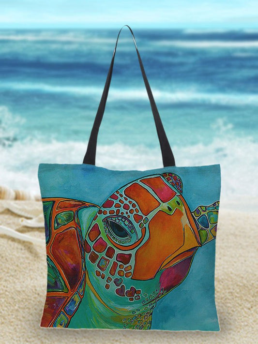 Turtle Print Tote Bag