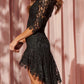 V-Neck Backless Lace Splicing Dress