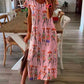 Vacation Style Short Sleeves Floral Dress