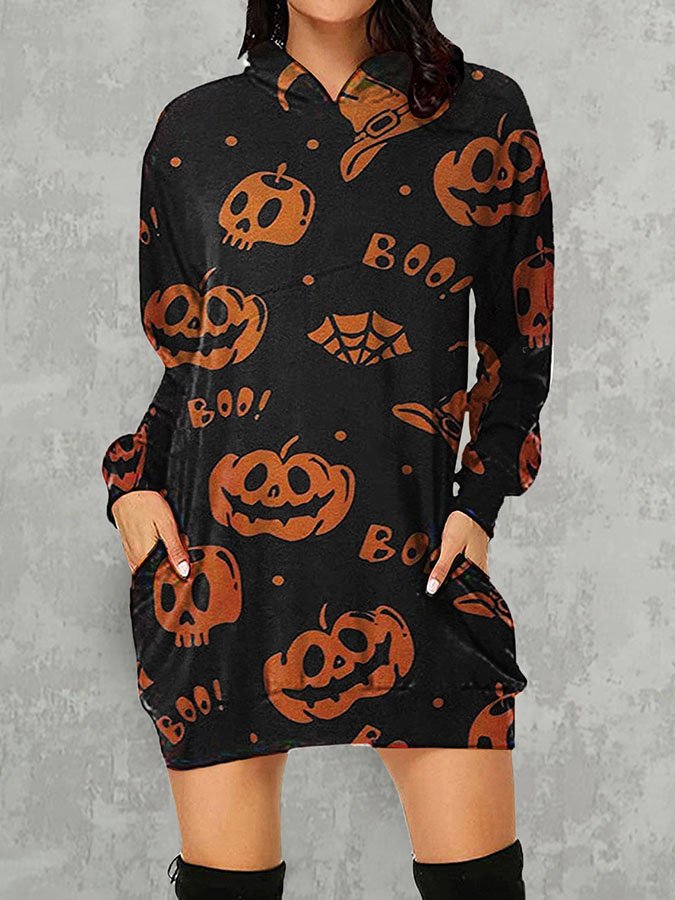 Halloween Pumpkin Print Hoodie