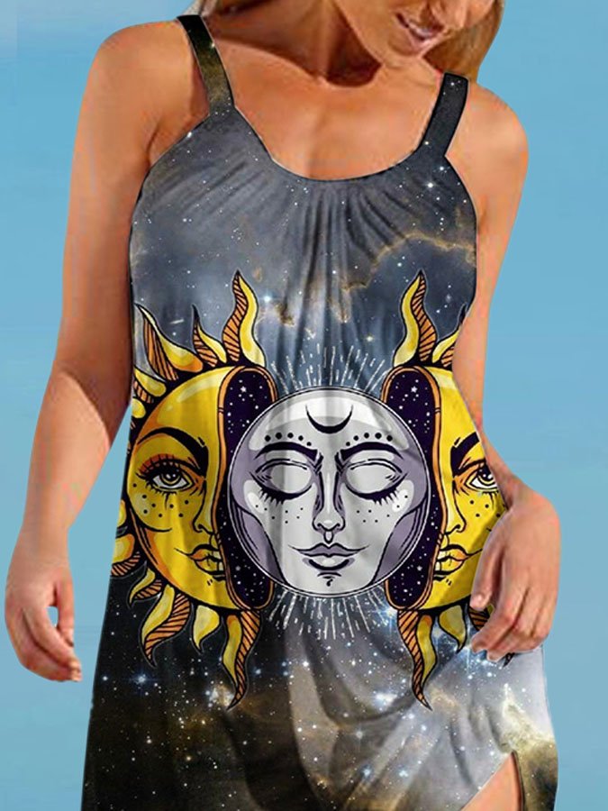 Sun Print Sexy Sling Beach Dress