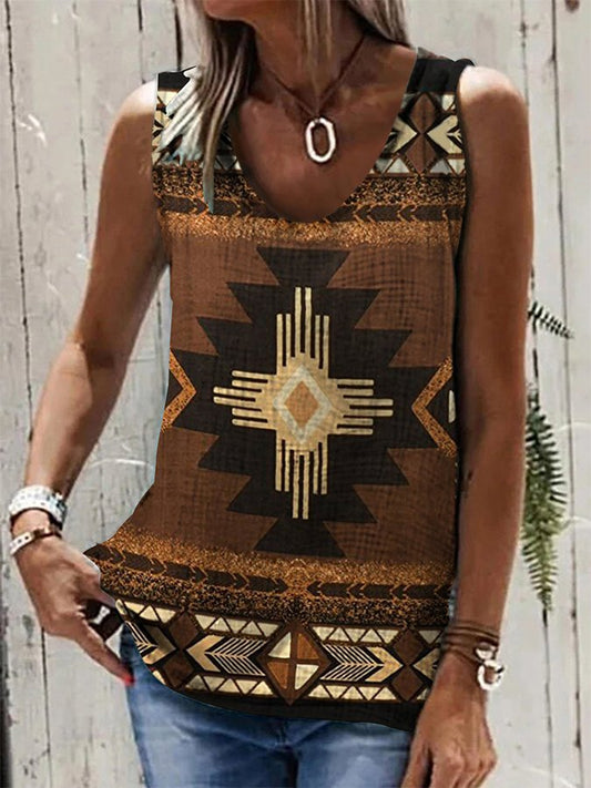 Vintage Geometric Print Vest