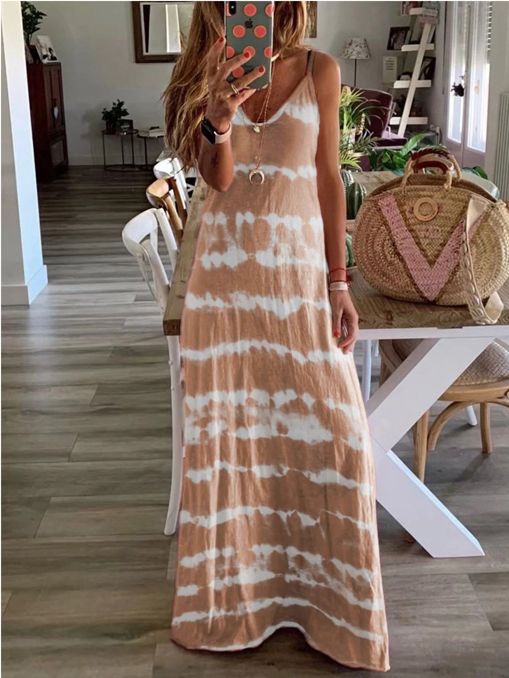 Loose-print Halter Dress