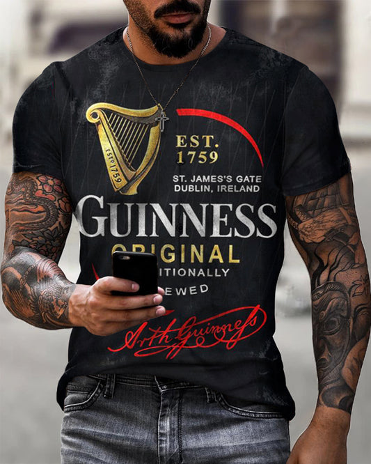 Vintage Men's Casual Printed Short Sleeve T-Shirt