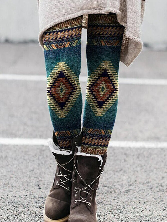 Aztec cotton-blend leggings