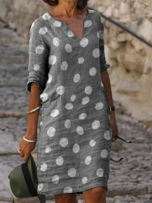 Women's Casual V-Neck Vintage Print Dress