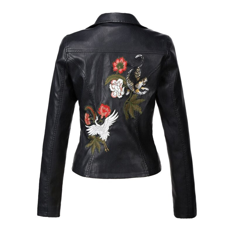 Ronette Flowered Leather Jacket