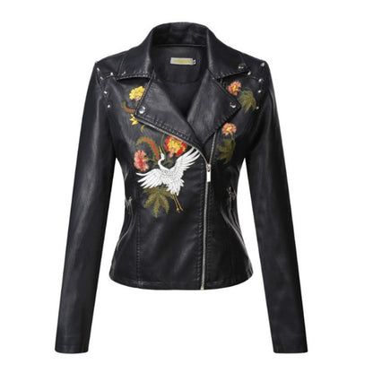 Ronette Flowered Leather Jacket