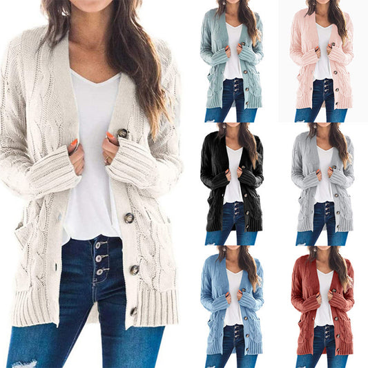 2024 V Neck Long Sleeve casual cardigan jacket