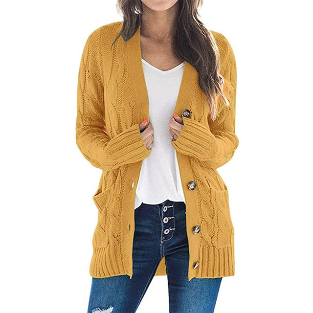 2024 V Neck Long Sleeve casual cardigan jacket