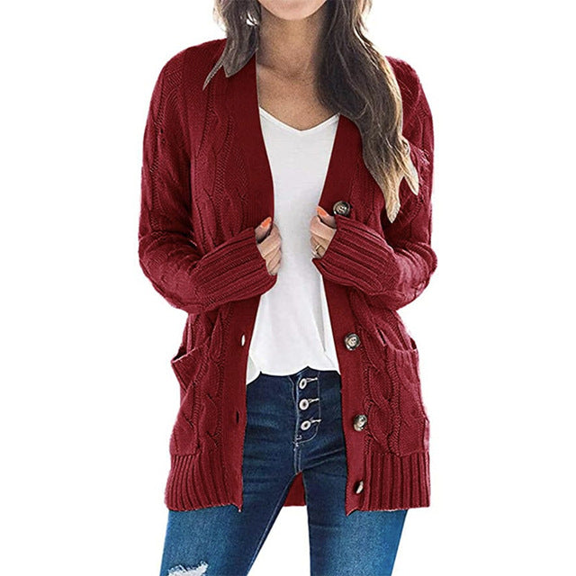 2024 V Neck Long Sleeve casual cardigan jacket