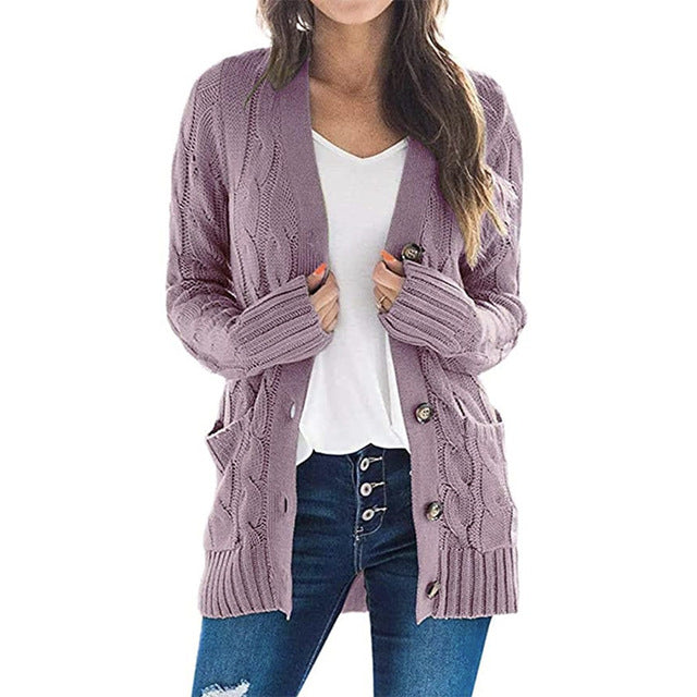 2024 V Neck Long Sleeve casual cardigan jacket