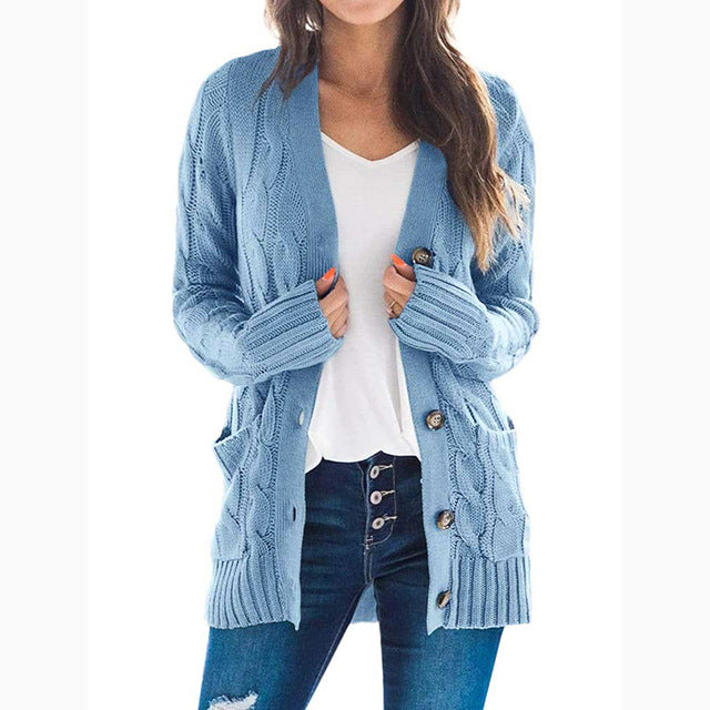 2024 V Neck Long Sleeve casual cardigan jacket