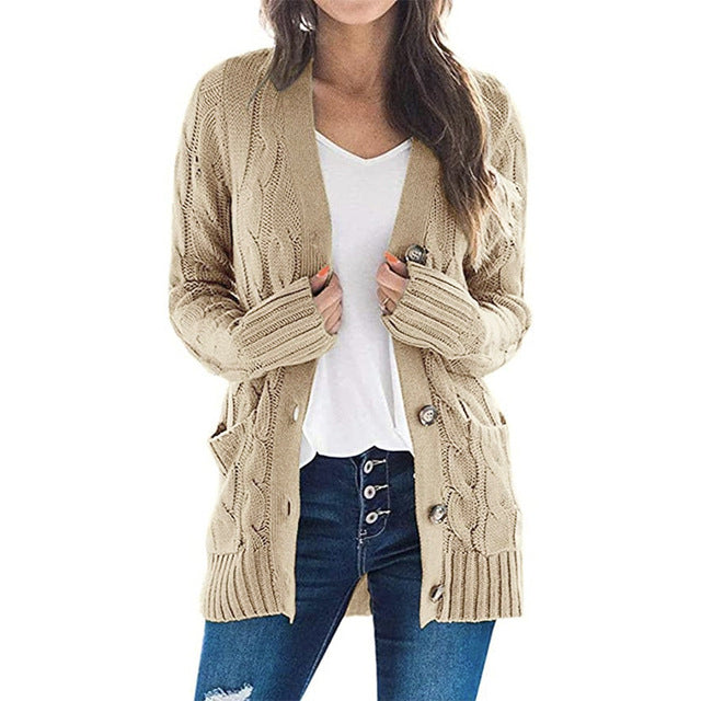 2024 V Neck Long Sleeve casual cardigan jacket