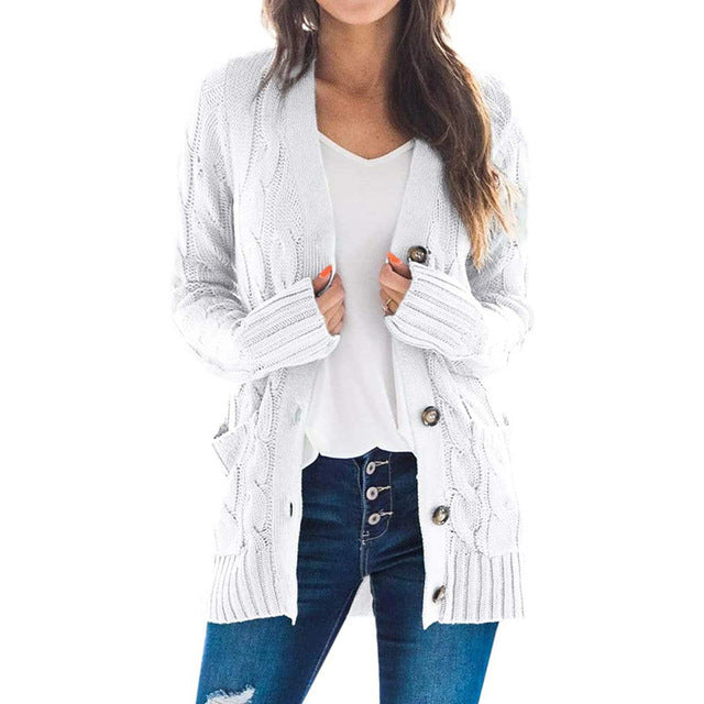 2024 V Neck Long Sleeve casual cardigan jacket