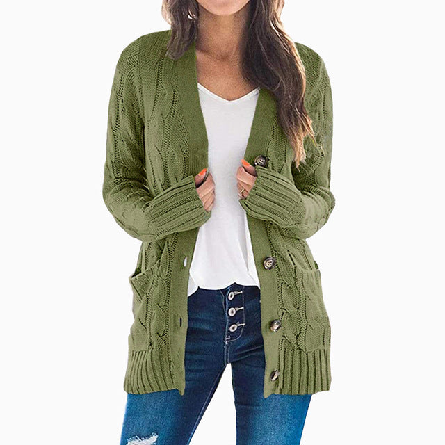 2024 V Neck Long Sleeve casual cardigan jacket