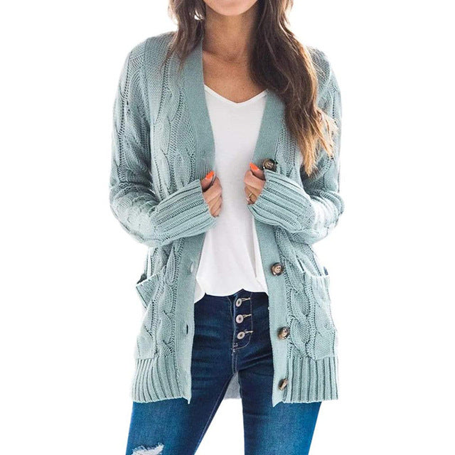 2024 V Neck Long Sleeve casual cardigan jacket