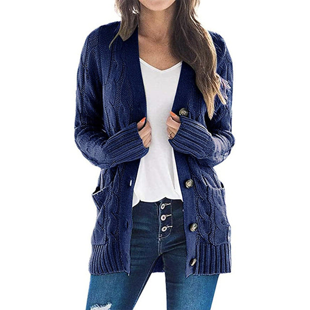 2024 V Neck Long Sleeve casual cardigan jacket