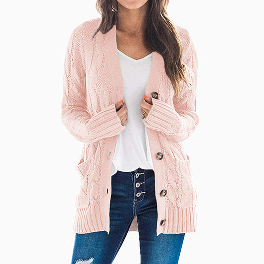 2024 V Neck Long Sleeve casual cardigan jacket