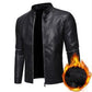 Men's slim plus size leather jacket with hidden pockets