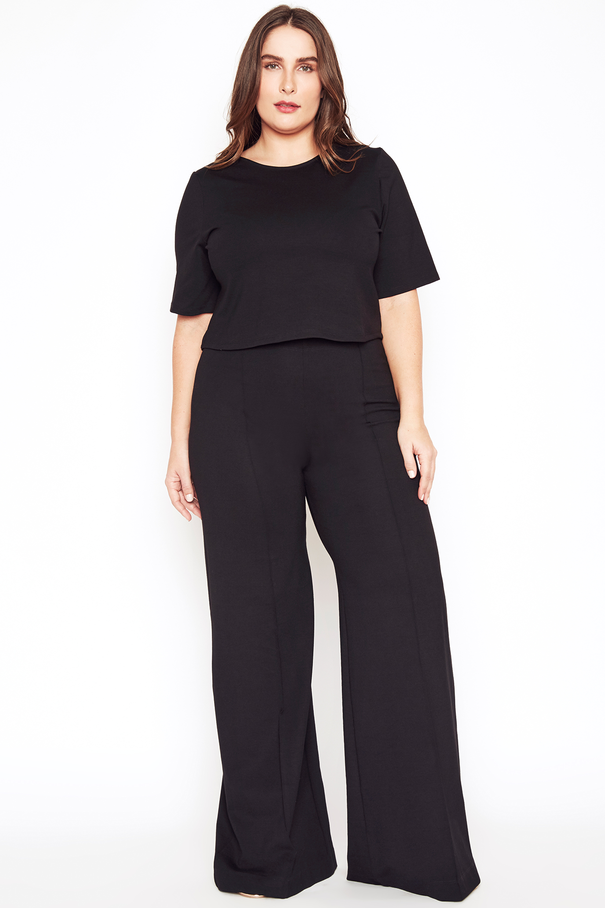 Ponte Knit Wide Leg Pant