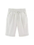 Elastic Waist Casual Comfort Summer Lace Up Cotton Shorts