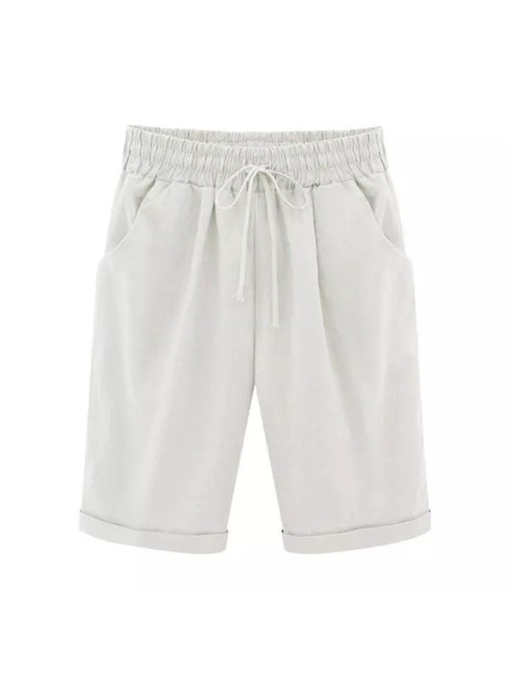 Elastic Waist Casual Comfort Summer Lace Up Cotton Shorts