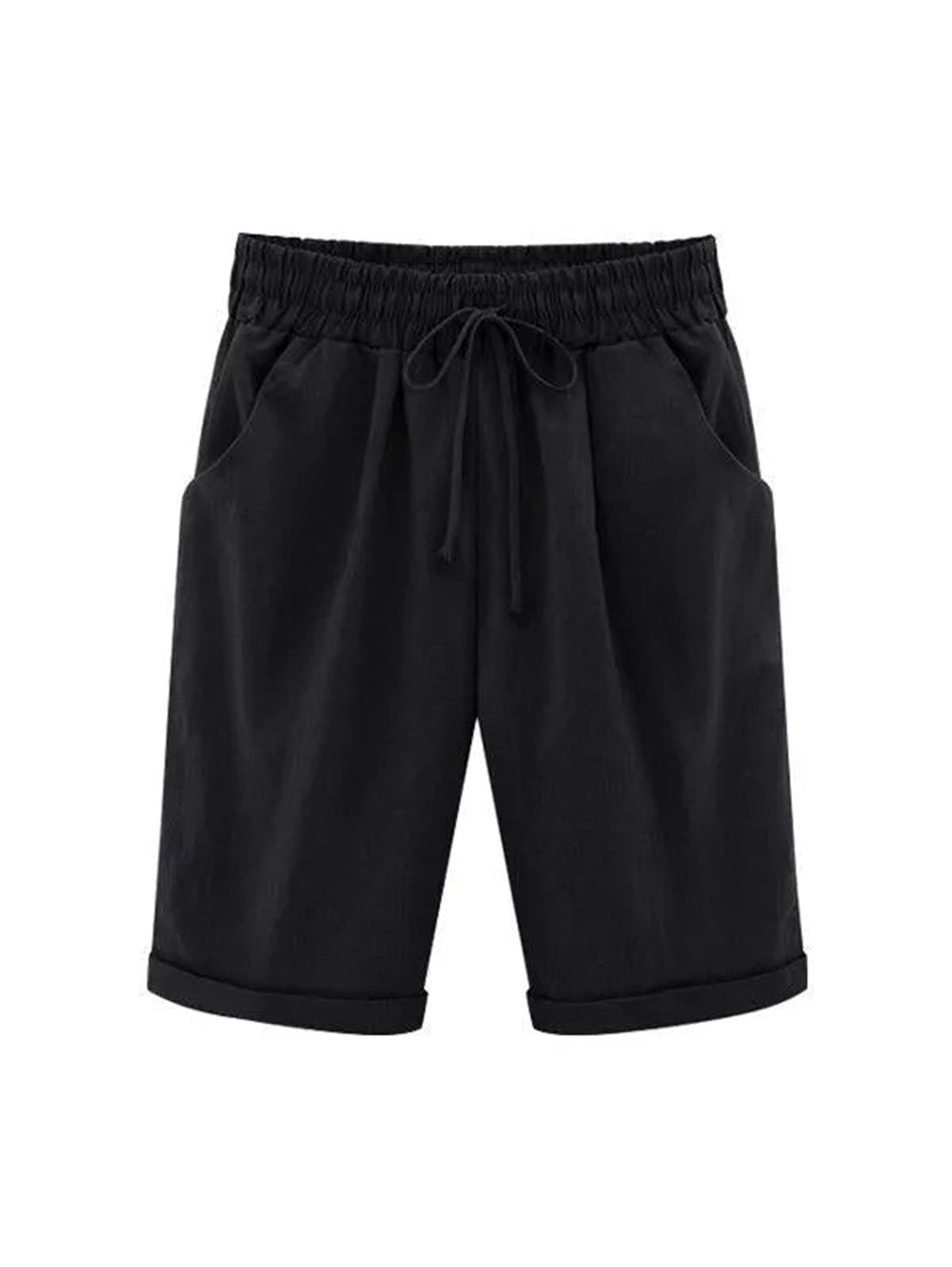 Elastic Waist Casual Comfort Summer Lace Up Cotton Shorts