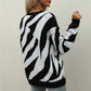 Stripes Loose Round Neck Fall Women's Pullover Sweater