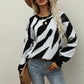Stripes Loose Round Neck Fall Women's Pullover Sweater