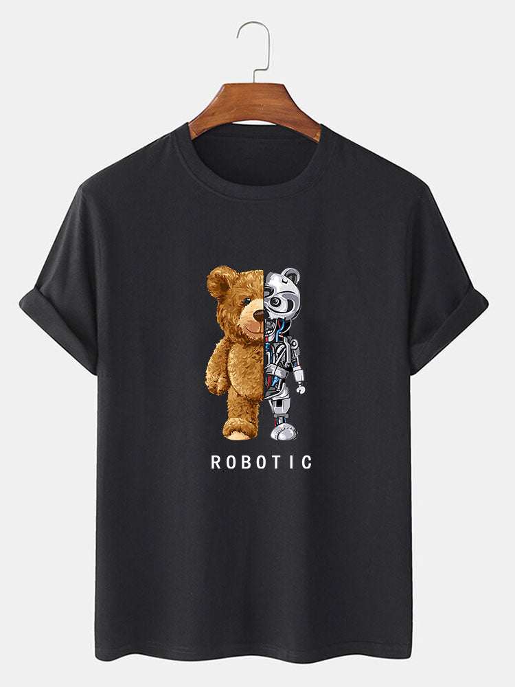 Robot Bear Print T-Shirt & Shorts