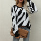 Stripes Loose Round Neck Fall Women's Pullover Sweater