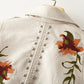 White Floral Leather Jacket
