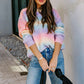 Pullover Striped Round Neck Knit Loose Plus Size Rainbow Ladies Sweater