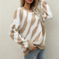 Stripes Loose Round Neck Fall Women's Pullover Sweater