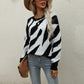 Stripes Loose Round Neck Fall Women's Pullover Sweater