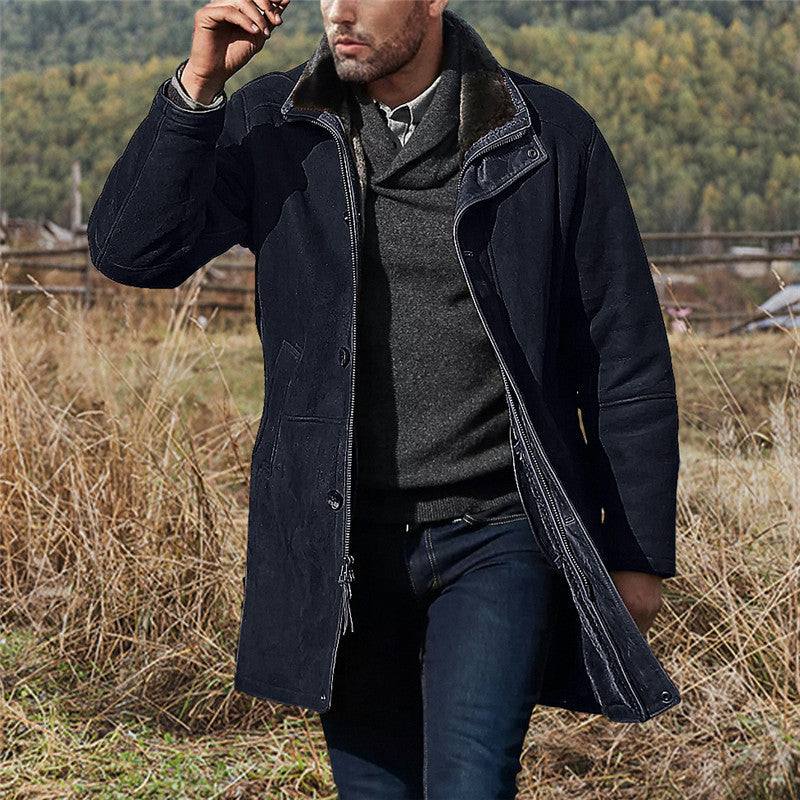 Men's Long Retro Thick Windbreaker
