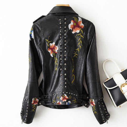 Floral Leather Jacket